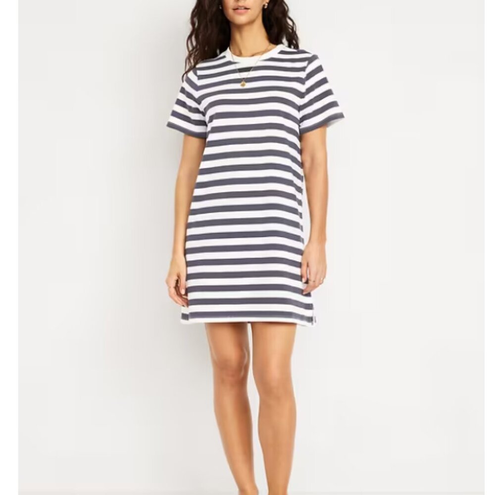 Old Navy Striped Vintage Mini T-Shirt Dress - Large